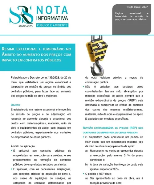 REGIME EXCECIONAL E TEMPORÁRIO NO ÂMBITO DO AUMENTO DOS PREÇOS COM IMPACTO EM CONTRATOS PÚBLICOS