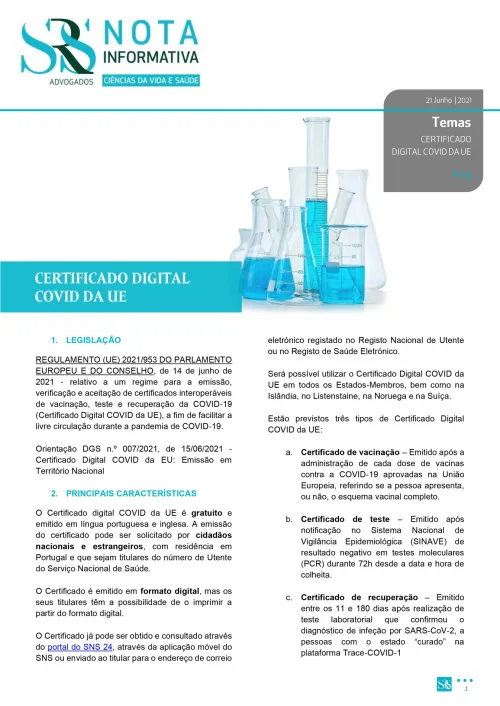 Nota Informativa ACTUALIZAÇÃO | Certificado Digital COVID da UE