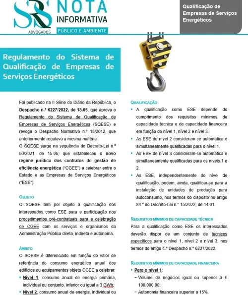 Regulamento do Sistema de Qualificação de Empresas de Serviços Energéticos