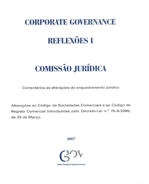 Corporate Governance - Reflexões I