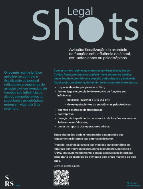SRS Legal Shots - Aviação: fiscalização de exercício de funções sob influência de álcool, estupefacientes ou psicotrópicos