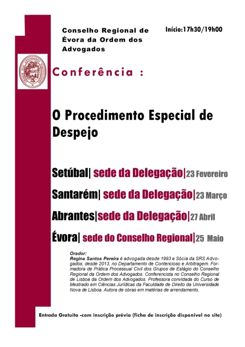 Regina Santos Pereira dá novo ciclo de conferências sobre o Procedimento Especial de Despejo