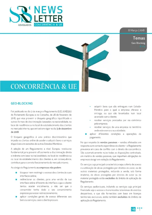 Newsletter Concorrência & UE | Geo-Blocking