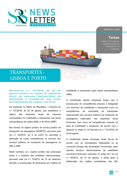 Newsletter Transportes | Lisboa e Porto