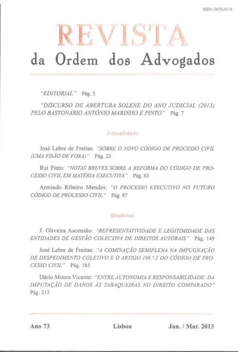  Revista da Ordem dos Advogados, Ano 73, Jan./Mar.2013