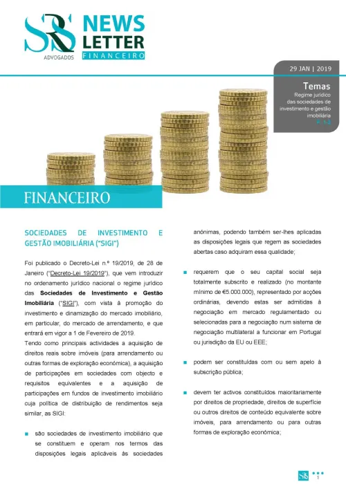 Newsletter | Regime jurídico das Sociedades de Investimento e Gestão Imobiliária