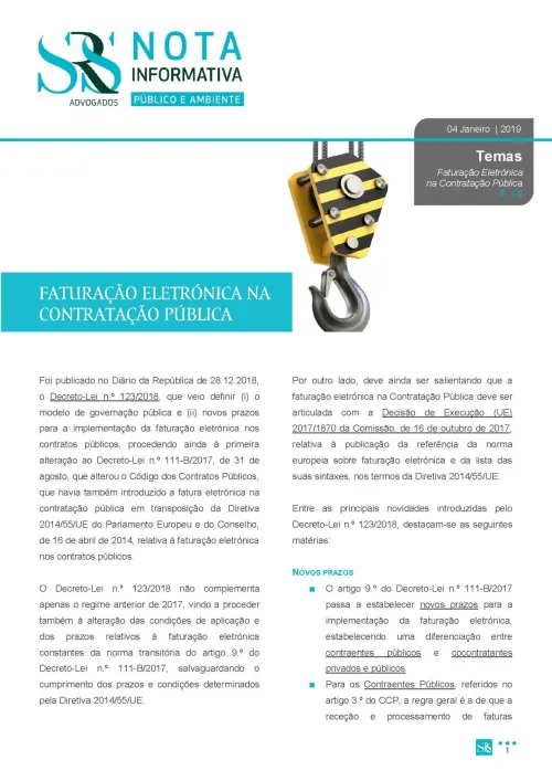 Nota Informativa | Faturação Eletrónica na Contratação Pública