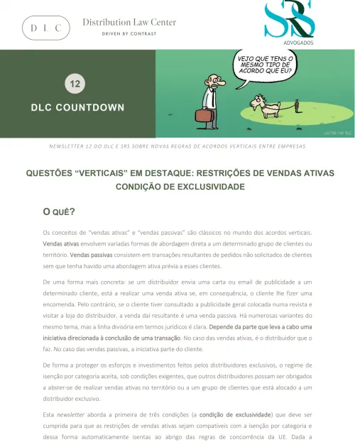 QUESTÕES VERTICAIS EM DESTAQUE - RESTRIÇÕES DE VENDAS ATIVAS (CONDIÇÃO DE EXCLUSIVIDADE)