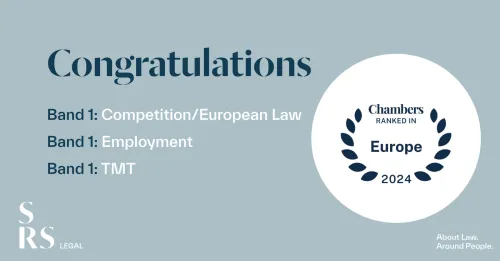 Chambers Europe 2024 highlights SRS Legal in "Competition/European Law", "Employment" e "TMT"