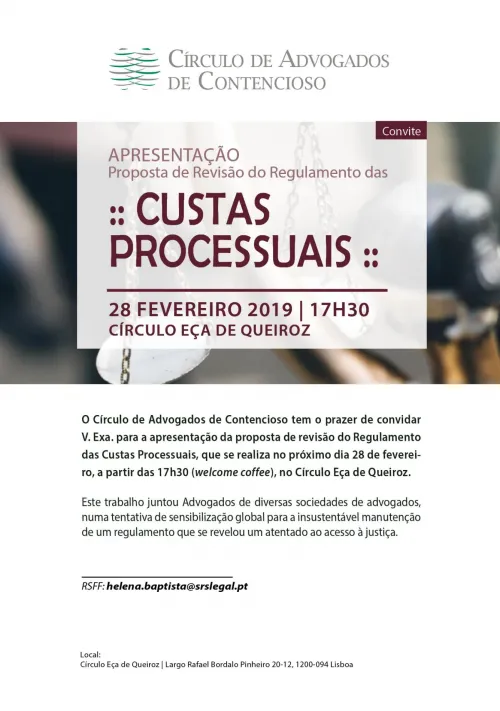 Círculo de Advogados de Contencioso apresenta proposta de revisão do Regulamento das Custas Processuais