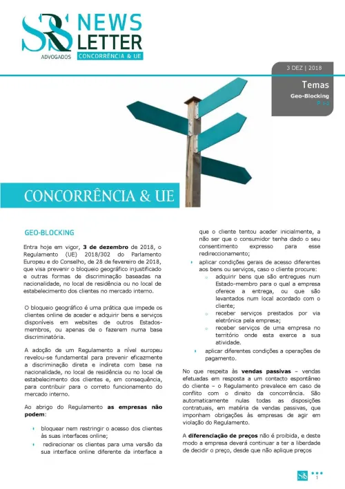 Newsletter Concorrência e UE | Geo-Blocking