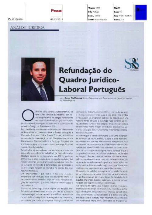 Refundação do Quadro Jurídico-Laboral Português