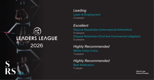 Leaders League includes SRS among the best law firms in Portugal in five practice areas