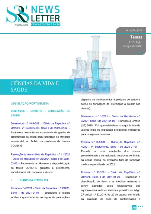 Newsletter | COVID-19 | LEGISLAÇÃO DE SAÚDE Portuguesa e da UE | 1 Jan. a 5 Fev.