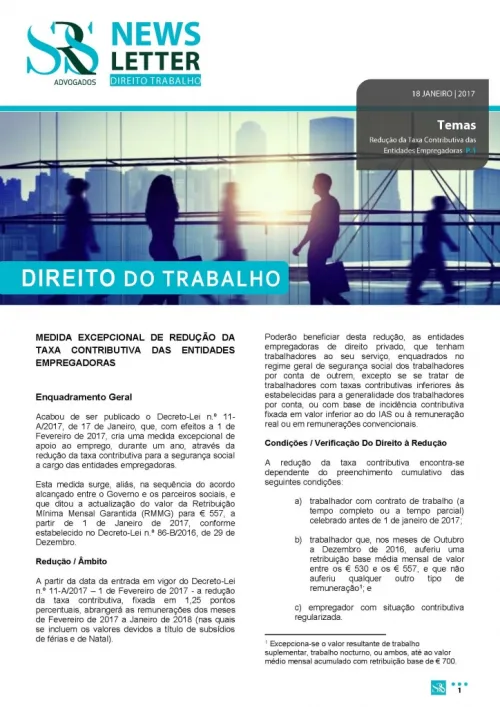 Newsletter Laboral | Redução da Taxa Contributiva