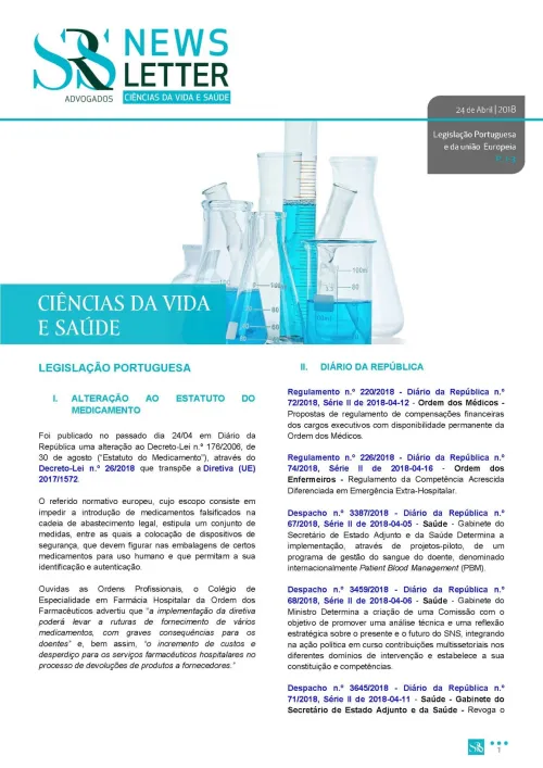 Newsletter Life Sciences | Novidades Legislativas | 24 Abril 