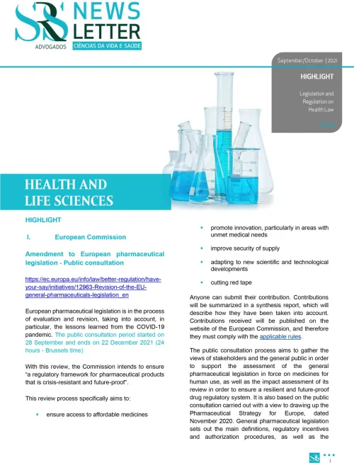 Newsletter | Legislation and Regulation on  Health Law | September and October 2021