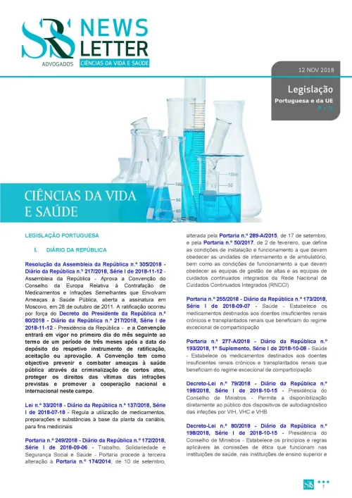 Newsletter Life Sciences | Novidades Legislativas | Novembro