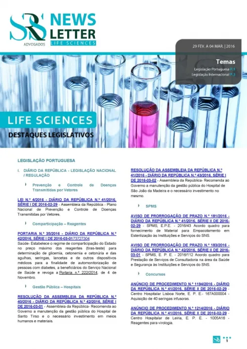 Newsletter Life Sciences | 1 a 5 Maio