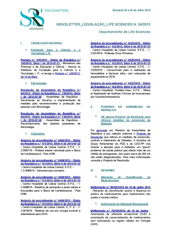 Newsletter de Life Sciences | 9 a 13 de Novembro