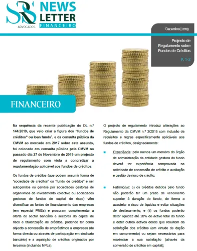 Newsletter | Projecto de Regulamento sobre Fundos de Créditos