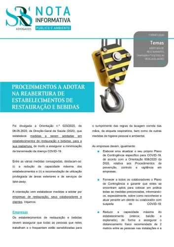 Nota Informativa | Regras para reabertura de restauraçã