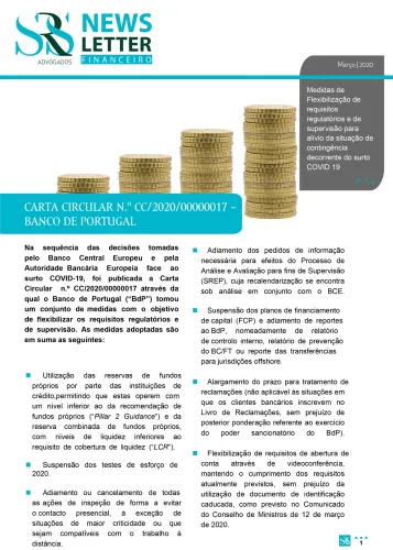 Newsletter Financeiro | Medidas de Flexibilização de requisitos regulatórios e de supervisão para alívio da situação de contingência decorrente do surto COVID 19