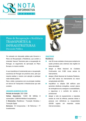 Nota Informativa  | Plano de Recuperação e Resiliência TRANSPORTES &  INFRAESTRUTURAS | Discussão Pública