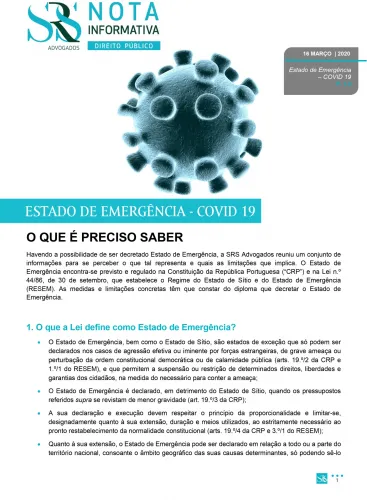 ESTADO DE EMERGÊNCIA - O que precisamos saber