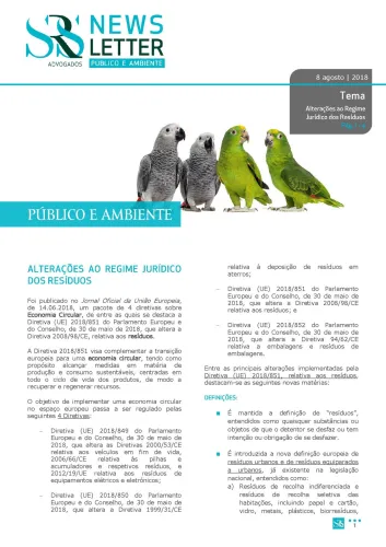 Newsletter Público e Ambiente | Alterações ao Regime Jurídico dos Resíduos