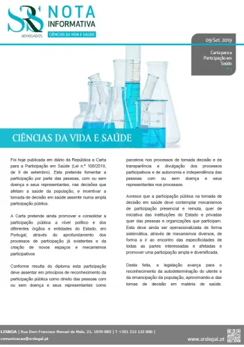 Nota Informativa Life Sciences | Carta para a Participação em Saúde