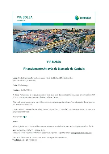 Convite: VIA BOLSA - Financiamento através do Mercado de Capitais, 20 de Março