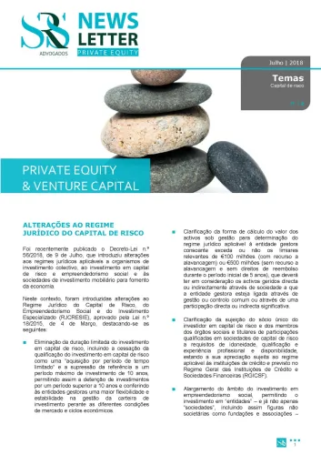 Newsletter Private Equity & Venture Capital | Alterações ao regime jurídico do capital de risco 