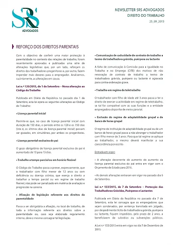 Newsletter - Reforço dos Direitos Parentais