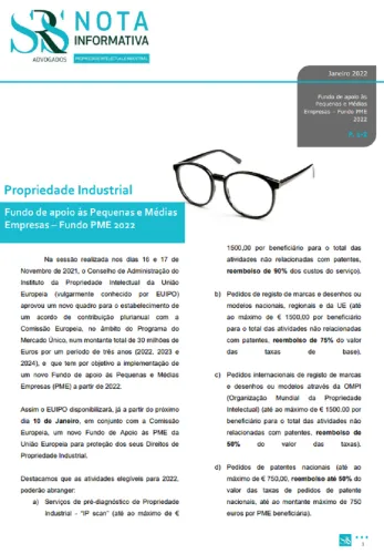 Nota Informativa Propriedade Intelectual e Industrial | Fundo PME 2022