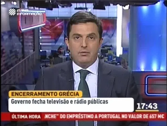 Luís Neto Galvão - Comentários em estúdio - Encerramento da TV Pública Grega