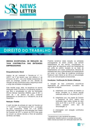 Nota Informativa | Redução da Taxa Contributiva