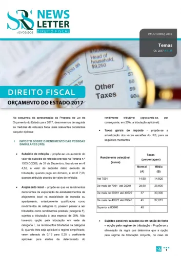 Newsletter Fiscal | Proposta de OE 2017