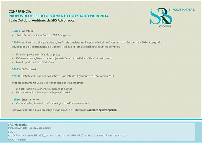 Conferência "Proposta de Lei do Orçamento do Estado para 2014"